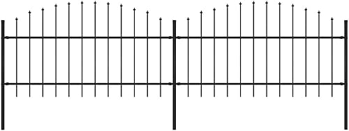 Recinzione Giardino Punta a Lancia (1-1,25) x3,4m Acciaio Nero, Cancello Giardino Esterno, Cancello per Recinzione da Esterno, Recinzione da Cantiere - Honorern