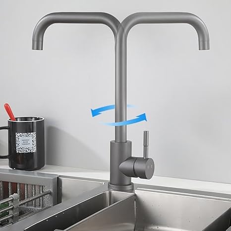 Rubinetto Lavello Cucina Rubinetto Da Cucina In Acciaio Inox Grigio Canna Di Fucile Lavabo Rubinetto Da Cucina Misto Acqua Calda E Fredda Grigio Canna Di Fucile 7 Caratteri - Honorern