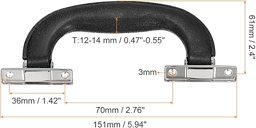 Bagagli Maniglie, 151mm/5,94 pollici Plastica Tirare Maniglia Valigia Custodia Sostituzione Maniglie con Viti per Custodia Valigia Cassetta Attrezzi, Nera - Honorern