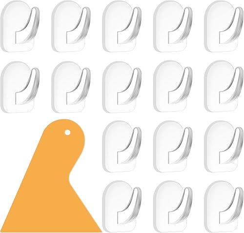 20 Pezzi Trasparenti Autoadesivo Gancio, Ganci Adesivi per Quadri, Appendi Quadri Senza Chiodi con Piccoli Raschietti, Riutilizzabili Ganci Trasparenti per Bagno Cucina Appendere Asciugamani Vestiti - Honorern