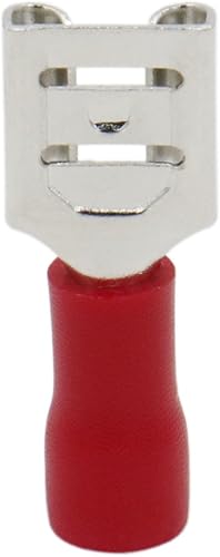 Female Quick Disconnects vinile isolato 6.3 x 0.8 mm cavo terminale per 0.5 – 1.5 mm² (22 – 16 AWG) rosso 100 pezzi - Honorern