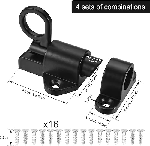 4 chiavistelli automatici a molla con vite, chiavistello a molla per porte in legno, finestre, ante dell'armadio, capannone, cancello - Honorern