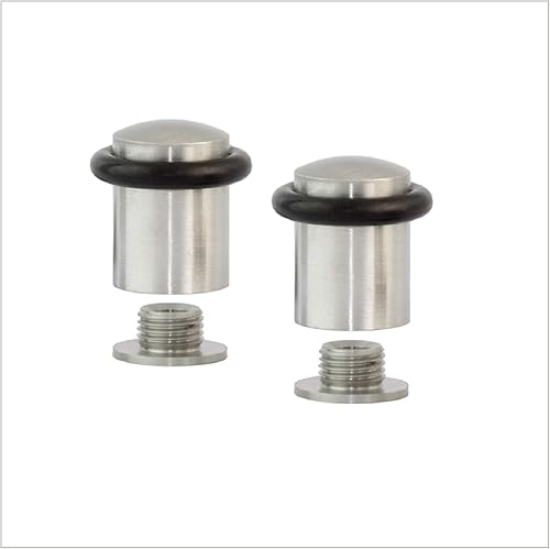 EVI Herrajes | Pack con 2 Fermaporte| Ø20 x 29 mm |Ottone Opaco con Gomma Nera di Silicone Naturale | Compresi utensile, vite + tassello di fissaggio| I-108 - Honorern