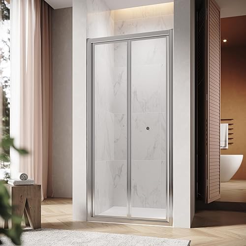 Porta scorrevole Doccia 86 x 185 cm Porta Pieghevole Box Doccia 86 cm Porta Nicchia Pieghevole in Vetro di Sicurezza Porta Doccia Porta Doccia Angolo di Regolazione 82-86 cm Altezza: 185 cm - Honorern