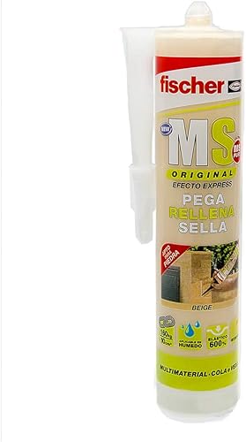 fischer 538962 guarnizioni vasche, bagni e cucine MS Sigillante/ADH Beige (Cartuccia 290 ml) polimero per incollare e sigillare Diversi Materiali, Resistenza allo scolorimento, Senza Silicone - Honorern