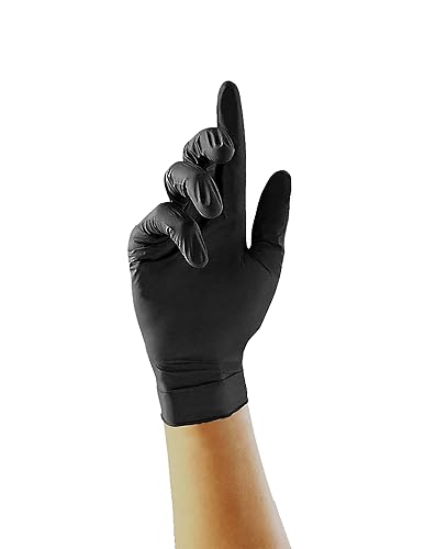 Select Guanti in Nitrile Neri - Guanti Monouso Senza Talco Per estetica, Piercing e Tatuatori - confezione da 100 Guanti, Nero, Medium (GT0033) - Honorern