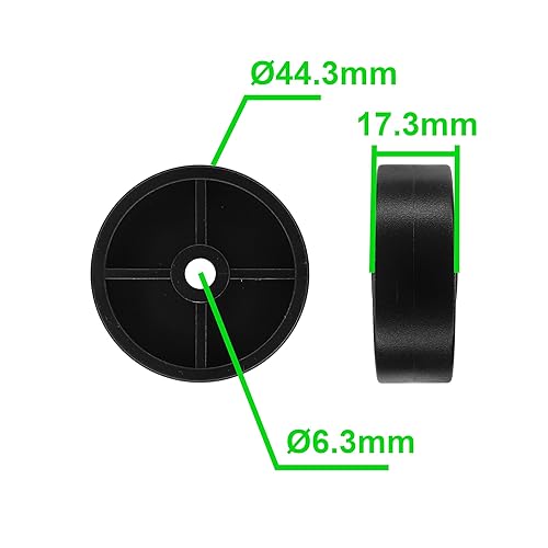4x ruote plastica 45mm nero rotelle mobili dura carrello piccole guardaroba cassetto letto porta scorrevole - Honorern
