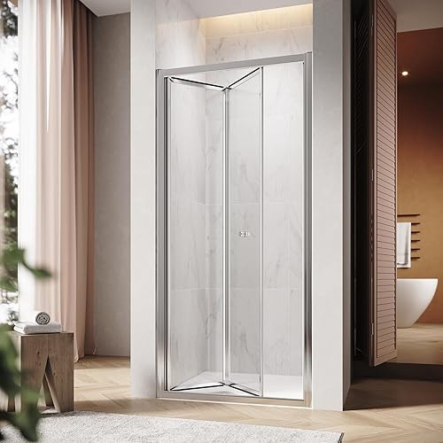 Porta scorrevole Doccia 86 x 185 cm Porta Pieghevole Box Doccia 86 cm Porta Nicchia Pieghevole in Vetro di Sicurezza Porta Doccia Porta Doccia Angolo di Regolazione 82-86 cm Altezza: 185 cm - Honorern