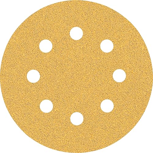 Bosch Professional 5x Carte Abrasive Expert C470 con 8 Fori per Legno Duro, Vernice su Legno, Ø 115 mm, Grana 320, Accessorio Levigatrice Rotoorbitale - Honorern