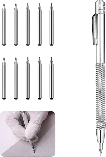 Penna per Incisione in Carburo di Tungsteno con 10 Punte di Ricambio - Strumento Versatile per Incisioni Precise per Incidere su Legno, Acciaio e Vetro - Honorern
