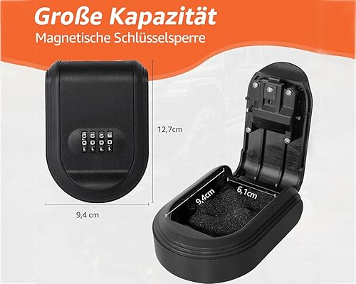 Cassaforte per Chiavi Magnetica, Cassetta di Sicurezza a Chiave Impermeabile, Cassaforte Porta Chiavi da Esterno con 4 Cifre Combinazione Codice, Cassetta Portachiavi Scatola per Casa Esterno Ufficio - Honorern