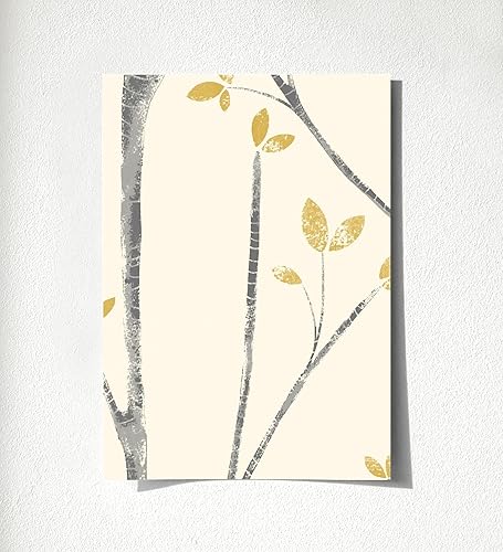 GAULAN 680945 - Carta da Parati di Rami di Alberi nordici e Foglie Senape per pareti Soggiorno Cucina Bagno Camera da Letto corridoio Sala da Pranzo - Rotolo di 10 m x 0,53 m - Honorern