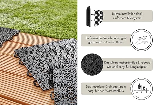 Terra Sol - Piastrelle per terrazze, sistema a scatto, pannelli in plastica per esterni, per balconi, terrazze, rivestimento esterno per balcone, resistente alle intemperie, pannello interno - Honorern