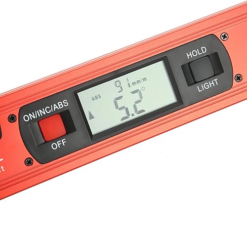 Multifunzione Livello Magnetico Digitale Livella Digitale Siluro - Lettura dell'angolo di 360°, Base magnetica, 2 bolle, 400mm - Honorern