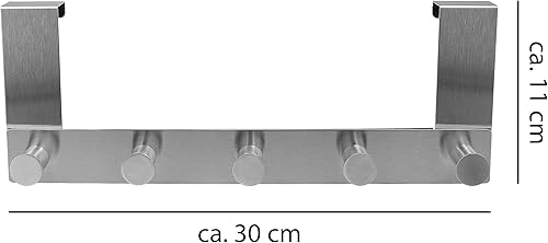 Appendiabiti da porta da appendere, in acciaio inox, 30 cm, 5 ganci per porta, adatto come appendiabiti per porta, per porta - Honorern