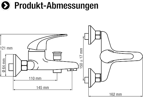 PICCOLO SA841 - Miscelatore monocomando per vasca da bagno, cromato - Honorern