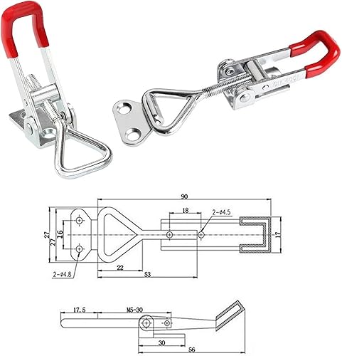 8 Pezzi Chiusura a Leva Regolabile in Metallo, Blocco Leva Fibbia a Stecca 100kg Forza di Serraggio Morsetti a Ginocchiera Chiavistello con 32 Viti per Cassa per Scatole di Armadi, Porte e Finestre - Honorern