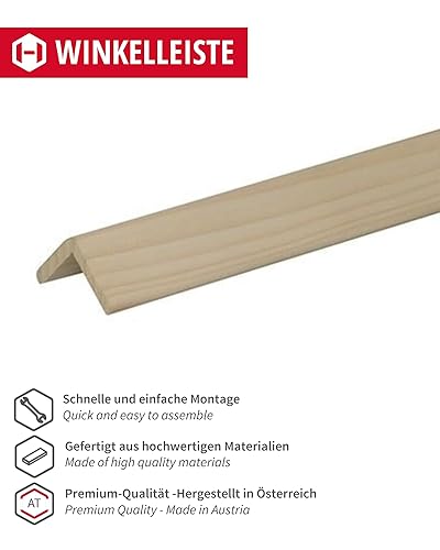 Gedotec modanature in legno - tavole in legno per edilizia Modanature angolari in legno 100 cm | 10 pezzi 35 x 35 mm | BASIC | profilo angolare versatile e legno per la realizzazione di vari oggetti - Honorern