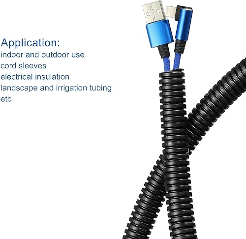 DMiotech 12 mm x 9 mm x 3,0 m PP Non-diviso Tubo Ondulato Tubo Interno Esterno Cavo Gestione per Avvolgimento Ordina Ufficio Giardino - Honorern