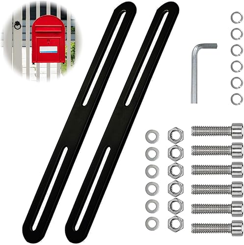 MeYuxg 2 Set di Fissaggio per Cassetta Postale per Recinzione,280x28mm Kit Binari Per Cassetta Postale, Kit di Fissaggio Utilizzato per Fissare Le Cassette Postali a Recinzioni o Cancelli（Nero,280mm） - Honorern