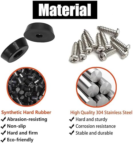 30 Pezzi Piedini in Gomma Avvitabili Con Viti Per Tagliere, Morbidi Antiscivolo Antigraffio Per Mobili, Tavolo, Scrivania, Cabinet - Honorern