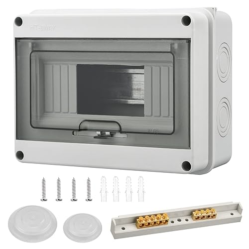 Quadro Elettrico Esterno, IP65 Impermeabile Scatola Elettrica da Esterno, Centralino da Parete, Scatola Derivazione Esterna, Centralino 8 Moduli con Accessori (8 Moduli) - Honorern