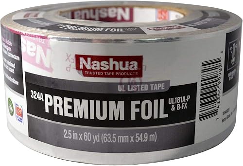 324A Nastro laminato premium per basse temperature [UL 181 A & B elencato/rive: 2-1/2 in. x 60 yds. (Argento) - Honorern