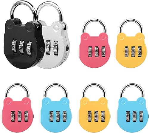 Jubaopen 8Pcs Lucchetti a Combinazione 3Cifre Lucchetto Mini Colorato da Viaggio in Lega di Alluminio Cartoni Serratura Piccola di Sicurezza per Valigia Bagagli Cassetto Armadio -4,9 * 3,2 * 1,2cm - Honorern