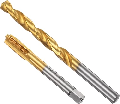 Set di Punte Maschiatura, Maschio per Filettare a Flauto Dritto 3/8-24 UNF Punta Elicoidale 1/3' (8,5mm), Utensili Riparazione Filetti Acciaio Alta Velocità M2 Rivestiti Titanio - Honorern