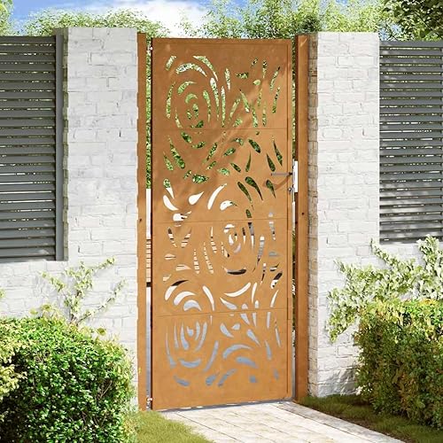 vidaXL Cancello da Giardino 105x155 cm Acciaio Corten Design a Fiamma, cancello di Recinzione, cancello Esterno, cancello del Metallo - Honorern