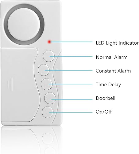 Allarme per porta del congelatore, allarme per finestra di sicurezza, 3/15/30/60 secondi di ritardo regolabile senza fili, allarme per frigorifero 4 in 1, sensore per porta, allarme aperto forte 108 - Honorern