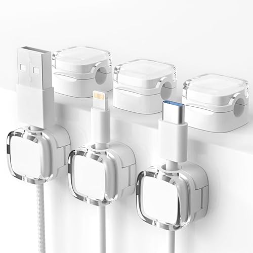 Organizer Cavi Magnetico Bianco 6Pcs Cavi Clip Per Cavi Organizzatore Cable Organizer Adatto Cavi Adesivi Magnetici Magnetico Cavo Clips Per Cavi Per TV PC Casa Ufficio - Honorern