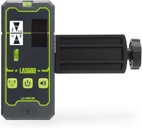 LG-REC01 Ricevitore per Livella Laser, Doppio Display LCD, Rilevatore di Raggi Laser Verde e Rosso, Fino a 50m, Batteria Ricaricabile Integrata, Morsetto Incluso - Honorern