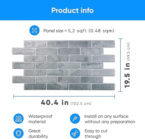 5 m²/10 pezzi Pannelli a muro 3D della migliore qualità rivestimento murale rivestimento in PVC decorazione murale adesivi murali elastico spessore 1mm Grigio - Honorern
